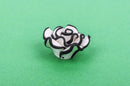 2 Medium BLACK AND WHITE Polymer Clay Rose Flower Beads  pol0013