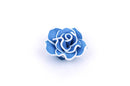 2 Medium TURQUOISE BLUE Teal Polymer Clay Rose Flower Beads pol0015