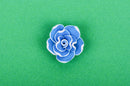 2 Medium TURQUOISE BLUE Teal Polymer Clay Rose Flower Beads pol0015