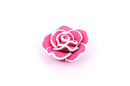 2 Medium HOT PINK Polymer Clay Rose Flower Beads pol0033