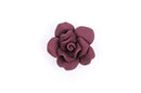 2 Large BURGUNDY Maroon Polymer Clay Rose Beads pol0088