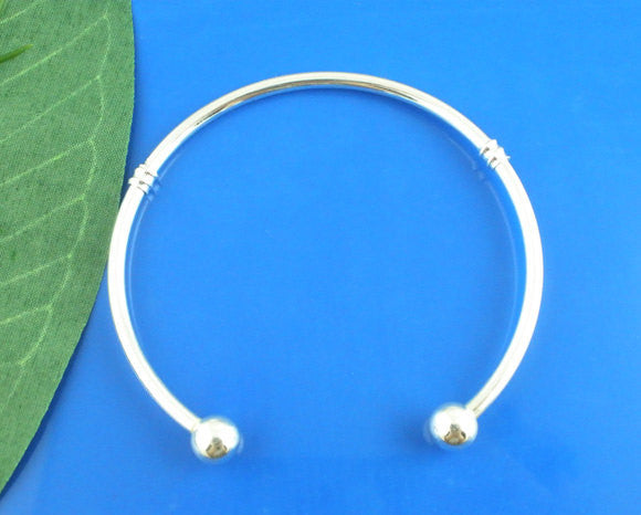 Silver Plated Cuff Bracelet . Fits European Style Beads  19cm (7.5") add your own beads fin0146a