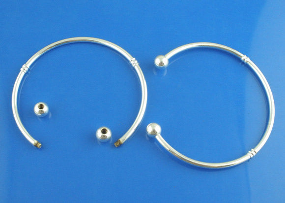 BULK 4 Silver Plated Cuff Bracelet . Fits European Style Beads  19cm (7.5") add your own beads fin0146b