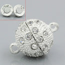1 Strong Magnetic Bright Silver Ball Clasp with Pave' RHINESTONES, 16mm ball, fcl0096