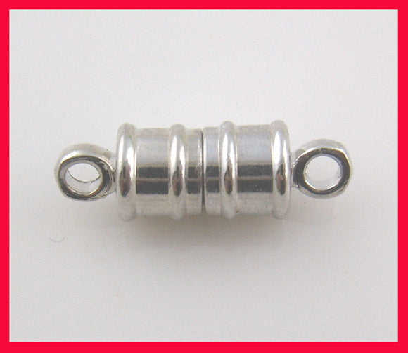 2 Silver Tone Metal Magnetic Barrel Clasps, 17x5mm  fcl0099