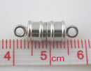 2 Silver Tone Metal Magnetic Barrel Clasps, 17x5mm  fcl0099