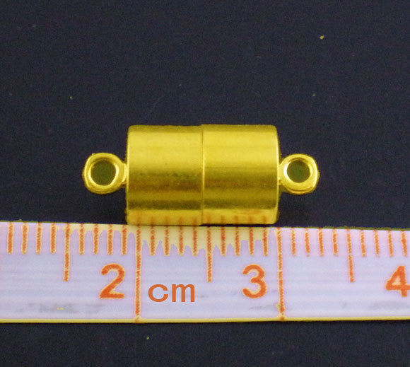 2 Strong Magnetic Bright Gold Plated Metal Barrel Clasps, 17x7mm  fcl0100