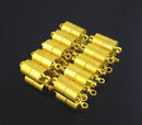 2 Strong Magnetic Bright Gold Plated Metal Barrel Clasps, 17x7mm  fcl0100