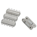 1 Silver Tone 5-Strand Magnetic Rectangle Connector Clasp, 2.8cm x 1.45cm for Multi Strand Bracelets and Necklaces  fcl0101