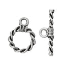 10 Sets Antique Silver Metal Circle Toggle Clasps, Twisted Rope Design  fcl0102