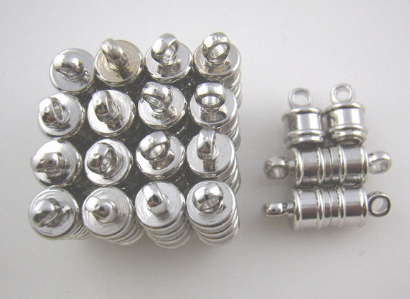 2 Silver Tone Metal Magnetic Barrel Clasps, 17x5mm  fcl0099