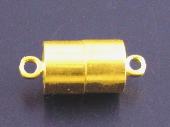 2 Strong Magnetic Bright Gold Plated Metal Barrel Clasps, 17x7mm  fcl0100