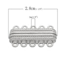 1 Silver Tone 5-Strand Magnetic Rectangle Connector Clasp, 2.8cm x 1.45cm for Multi Strand Bracelets and Necklaces  fcl0101