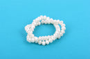 10x7mm Metallic Pearl OFF-WHITE Opaque Crystal Glass Faceted Rondelle Beads . 1 Strand, bgl0349