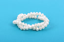 10x7mm Metallic Pearl OFF-WHITE Opaque Crystal Glass Faceted Rondelle Beads . 1 Strand, bgl0349