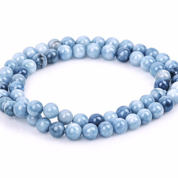 6mm Round BLUE JADE Gemstone Beads, full strand, gjd0009
