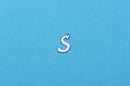 Letter S platinum color silver charm pendant, rhinestone crystals embedded in the metal, alphabet  chs1275
