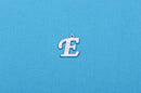Letter E platinum color silver charm pendant, rhinestone crystals embedded in the metal, alphabet  chs1262