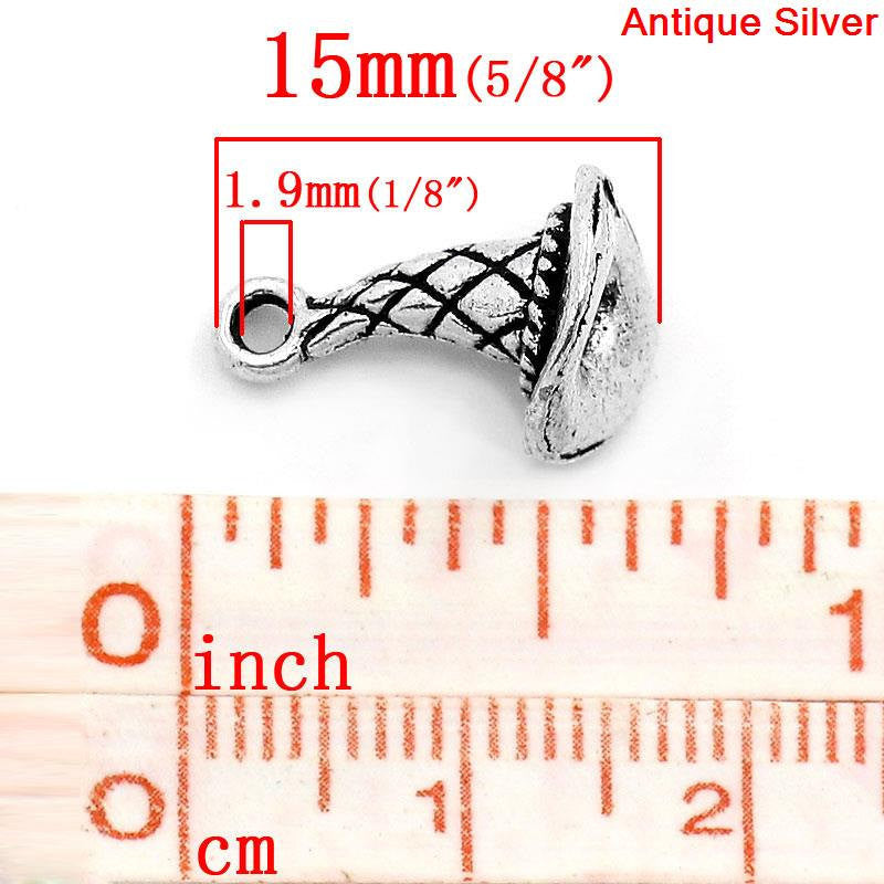 6 Antique Silver 3D WITCH Hat Charm Pendants  chs1289