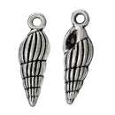 6 Antique Silver 3D Spiral SEASHELL Charm Pendants  chs1290