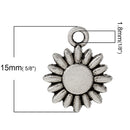 10 Antique Silver SUNFLOWER Charm Pendants  chs1286
