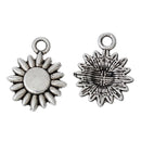 10 Antique Silver SUNFLOWER Charm Pendants  chs1286