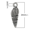 6 Antique Silver 3D Spiral SEASHELL Charm Pendants  chs1290