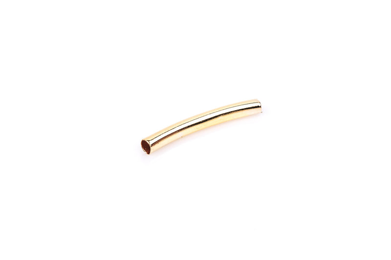 300 Gold Plated Smooth Curve Tube Spacer Beads 3 x 25mm   bme0202