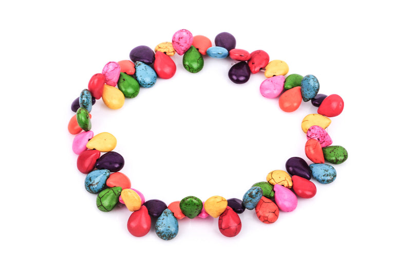 1 strand Howlite Stone Beads PUFFED TEARDROP BRIOLETTE  16x11mm, mixed colors  how0107
