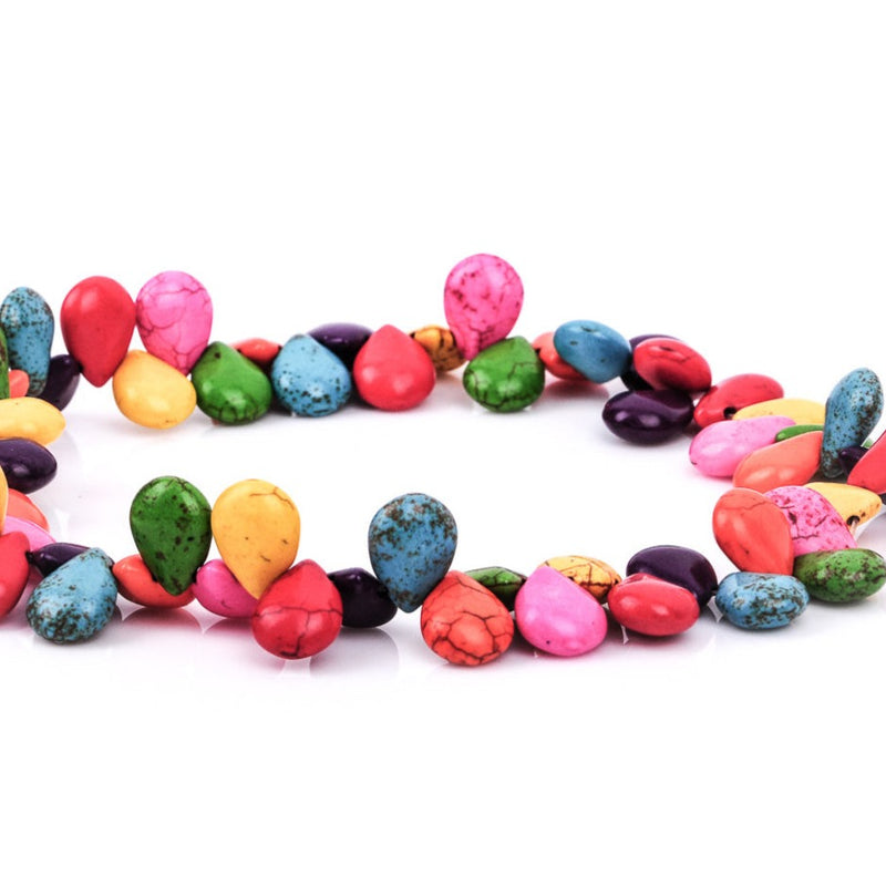 1 strand Howlite Stone Beads PUFFED TEARDROP BRIOLETTE  16x11mm, mixed colors  how0107