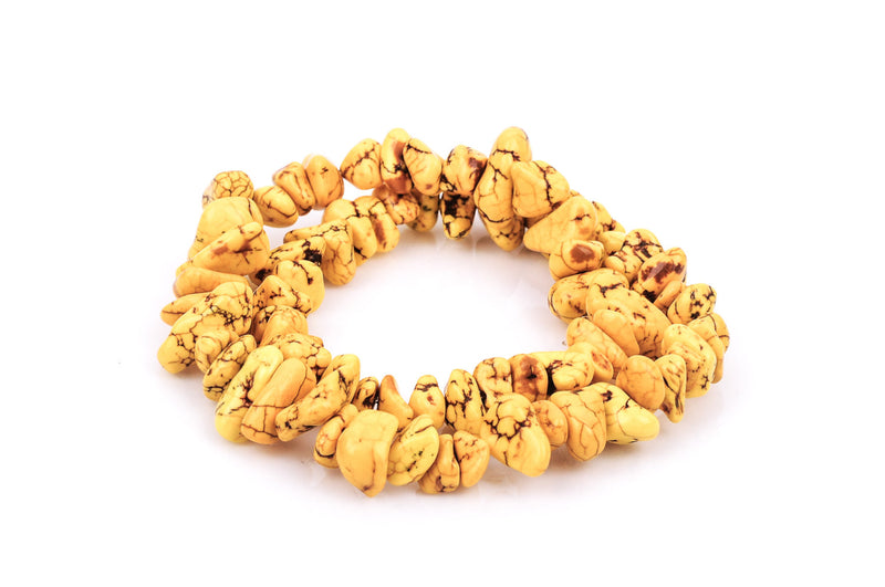 1 Strand Magnesite YELLOW NUGGET Beads  how0292