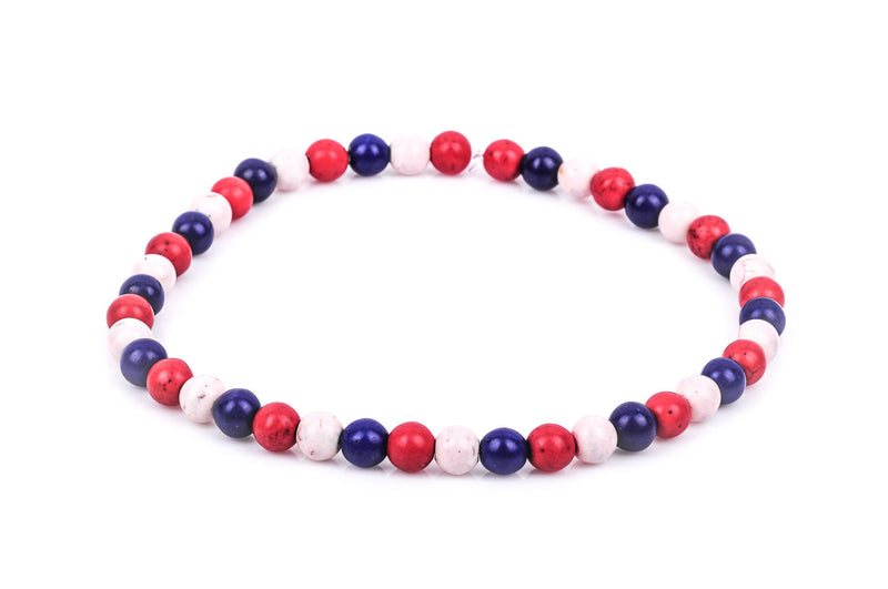 10mm Howlite Stone Beads ROUND Ball, Mixed Colors Red, White, Blue how0293