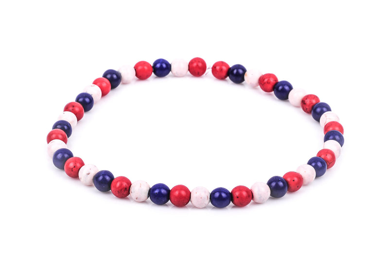 12mm Howlite Stone Beads ROUND Ball, Mixed Colors Red, White, Blue how0377