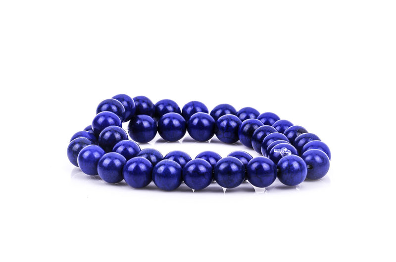 6mm Howlite Stone Beads ROUND Ball, ROYAL BLUE, full strand, how0218