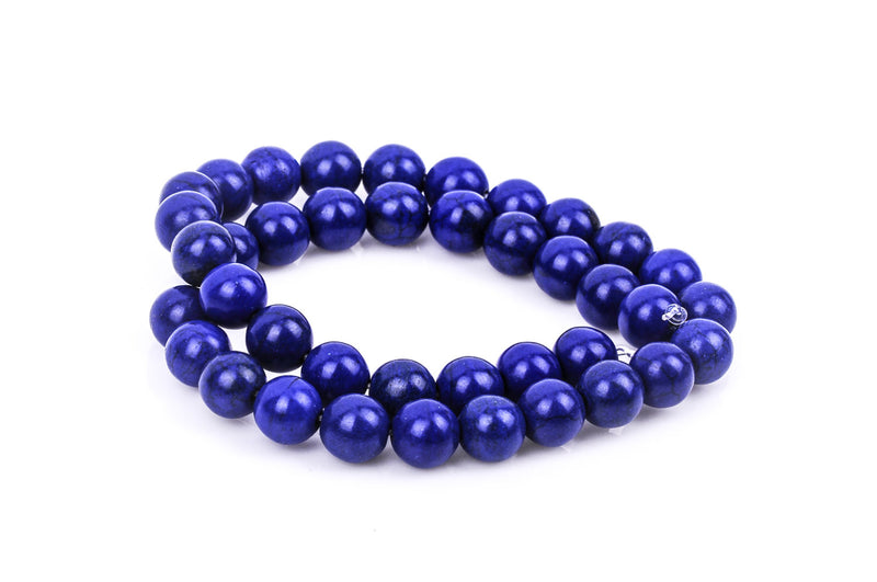 12mm Howlite Stone Beads ROUND Bal, ROYAL BLUE, full strand, how0269