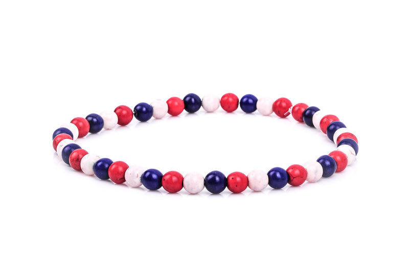 12mm Howlite Stone Beads ROUND Ball, Mixed Colors Red, White, Blue how0377