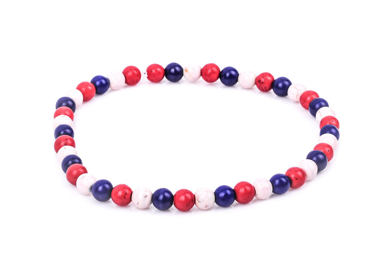 12mm Howlite Stone Beads ROUND Ball, Mixed Colors Red, White, Blue how0377