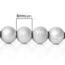 50 SILVER GREY Metallic Drizzle Glass Beads, Round, 8mm bgl0481