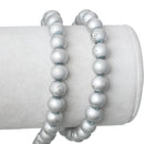 50 SILVER GREY Metallic Drizzle Glass Beads, Round, 8mm bgl0481