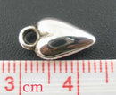 25 Lightweight Acrylic Heart Charms, silver coated metallic, 13mm x 7mm, cha0092a