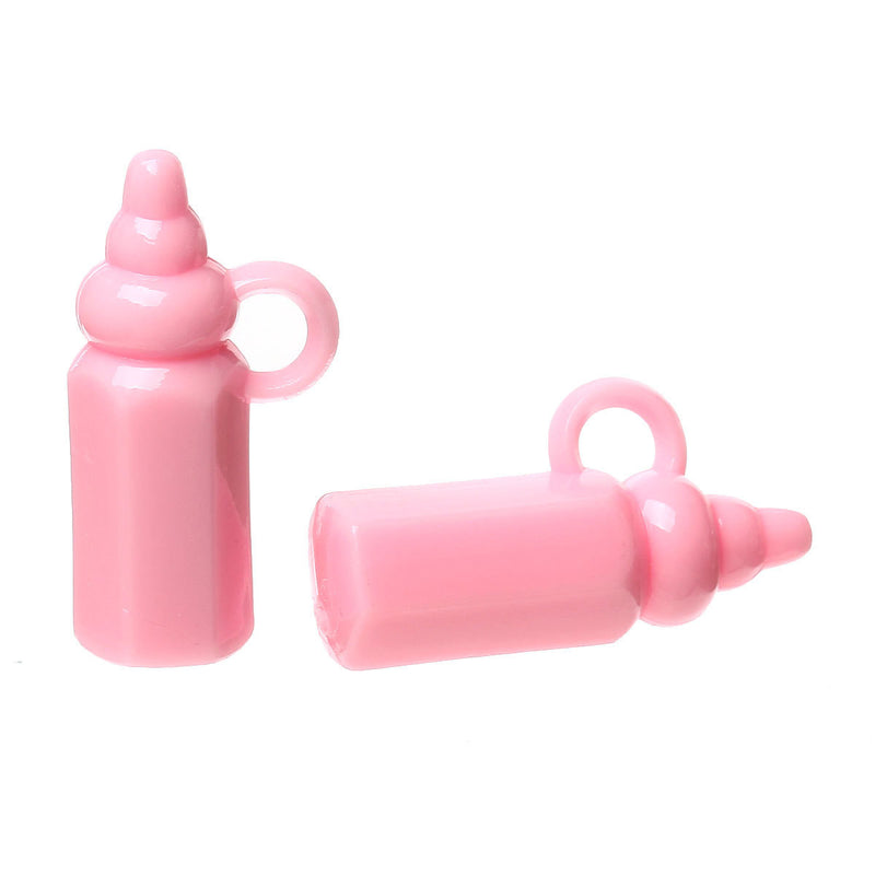 25 Opaque Acrylic PINK BABY Bottle Charms 29mm cha0090