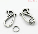 10 Sets Antique Silver Metal S Clasps with Soldered Ring, fcl0111