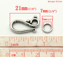 10 Sets Antique Silver Metal S Clasps with Soldered Ring, fcl0111