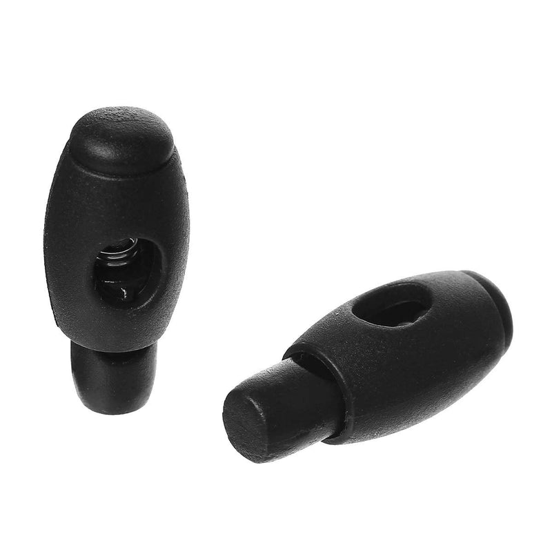 10 BLACK Spring Cord Stoppers Plastic Oval 28x12mm, paracord, fin0205