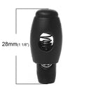 10 BLACK Spring Cord Stoppers Plastic Oval 28x12mm, paracord, fin0205
