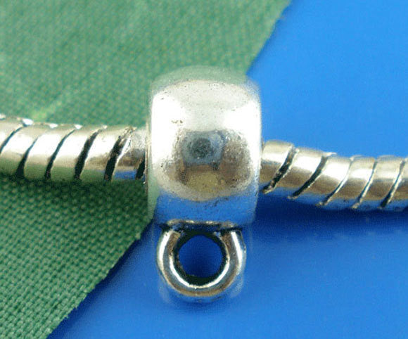 20 Silver Tone Bail Beads. Fits European Style Bracelets and Necklace Chains  FBA0019