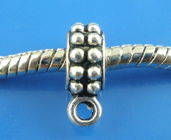 20 Silver Tone Bail Beads. Fits European Style Bracelets and Necklace Chains  FBA0018