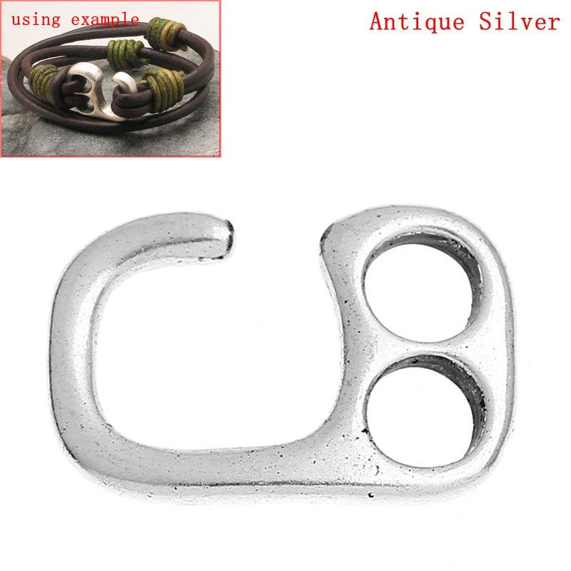 5 Antique Silver Metal Parachute Cord Hook Clasps 26x17mm, for paracord bracelets, leather cord bracelets, fcl0112