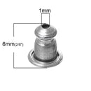 50 Silver Tone Metal Post Earring Backs, 6mm x 5mm  fin0218