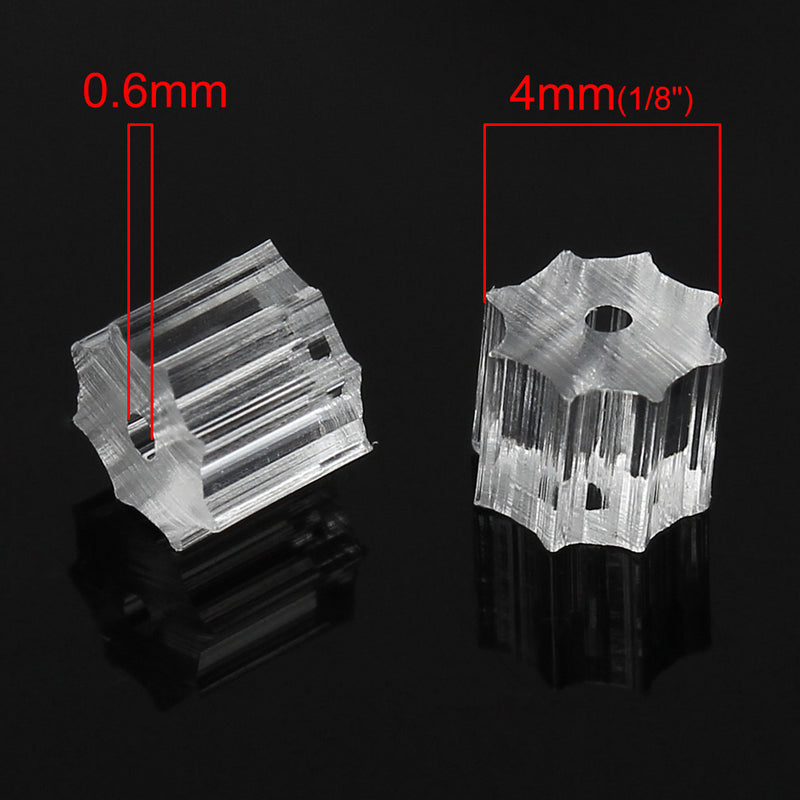 50 Transparent Plastic Column Earring Post Findings, 4mm x 4mm  fin0217